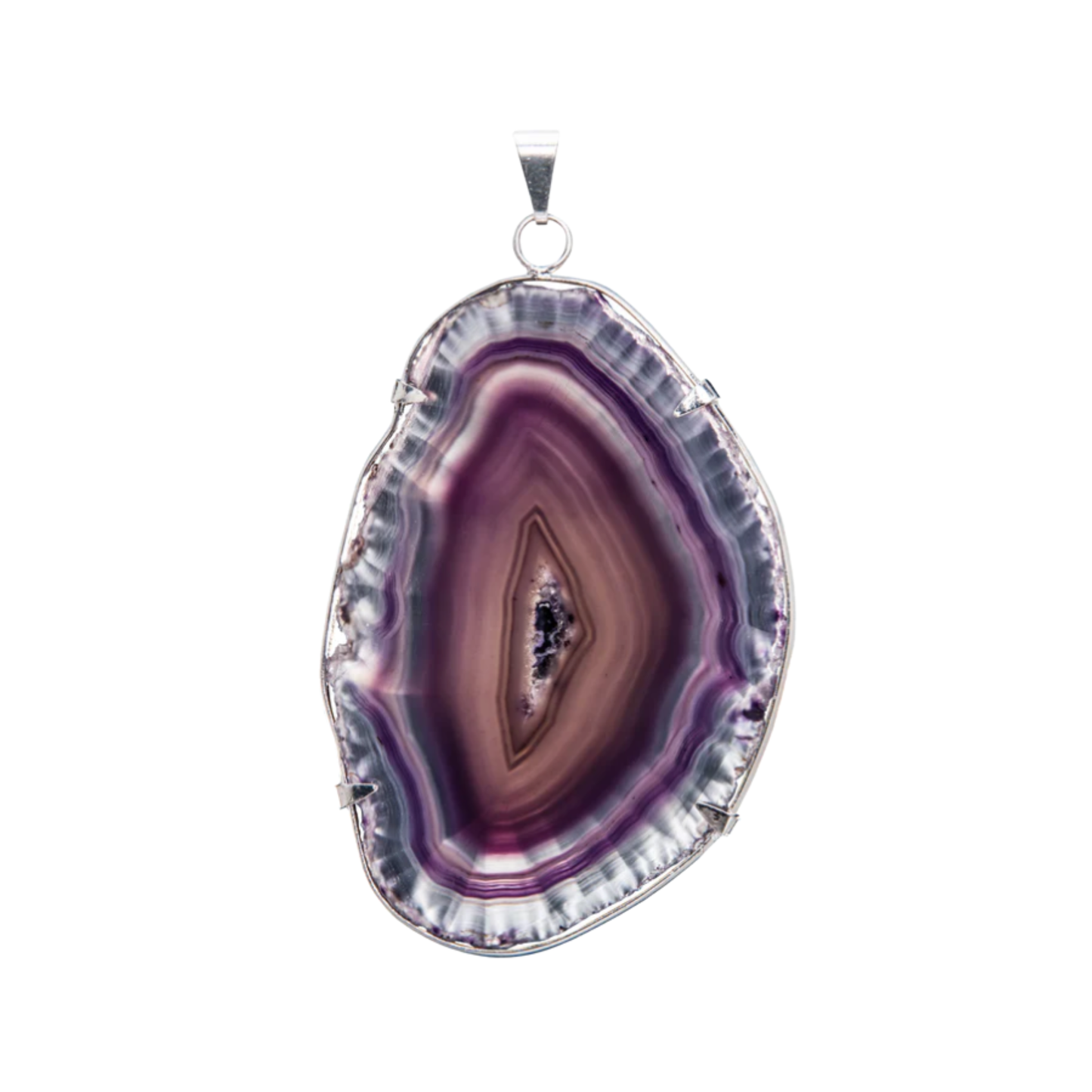 Agate Slice Pendant Metal Ring