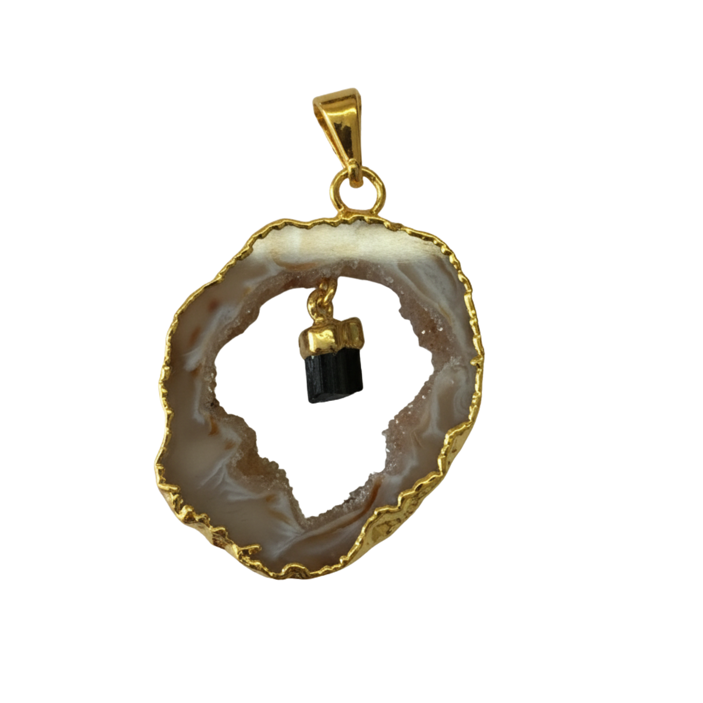 Agate Slice Geode with Dangle Point (plated)