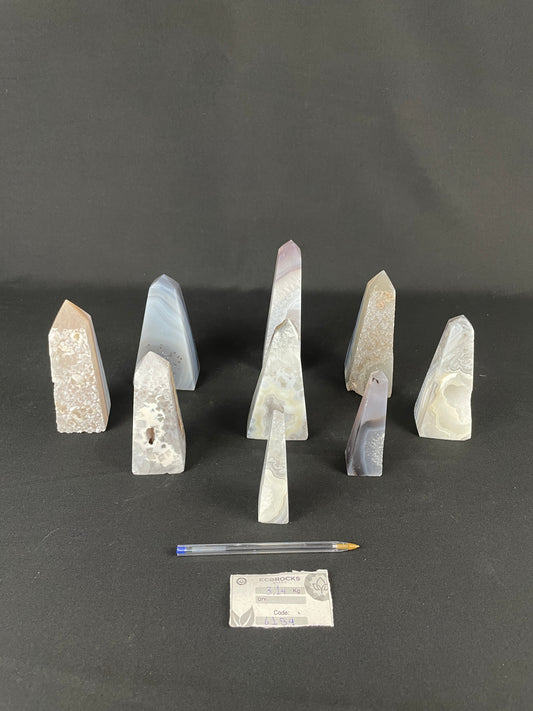 Agate Druzy Obelisks (6194)