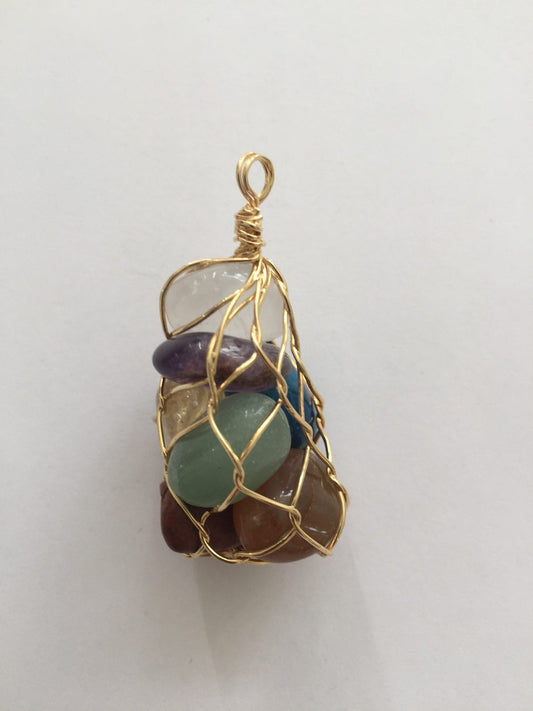 7 CHACKRAS IN WIRE BAG PENDANT