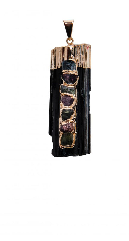 7 CHAKRA TOURMALINE POINT PENDANT