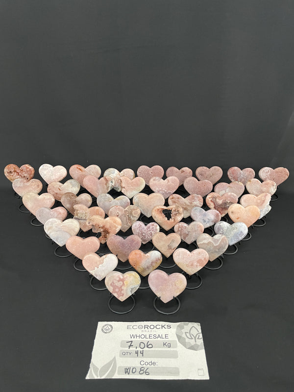 [Wholesale Lot] Pink Amethyst Hearts on Metal Stands (W086)