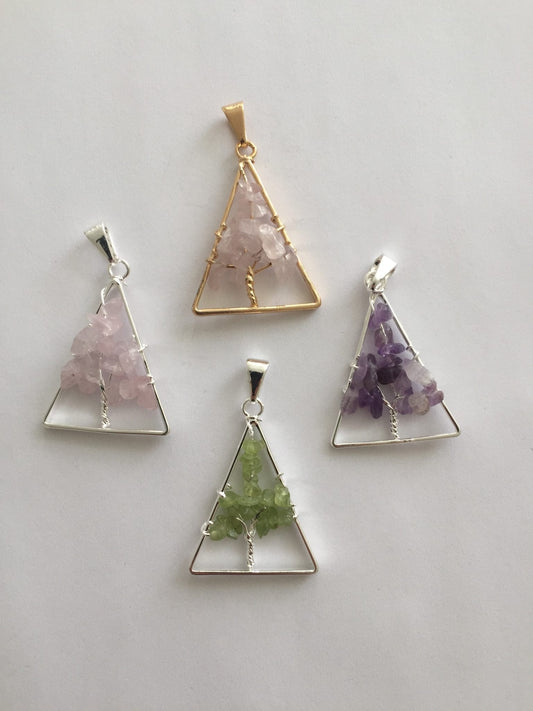 METAL TRIANGLE TREE PENDANT (40MM)