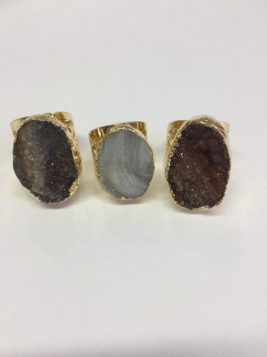 AGATE DRUZY CUFF RING