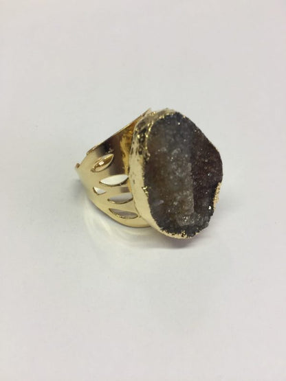 AGATE DRUZY CUFF RING