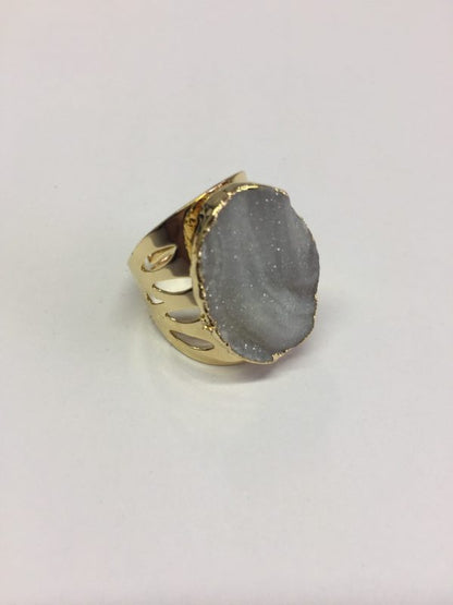 AGATE DRUZY CUFF RING
