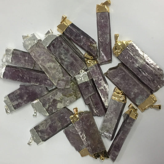 LEPIDOLITE PENDANT TOP PLATED