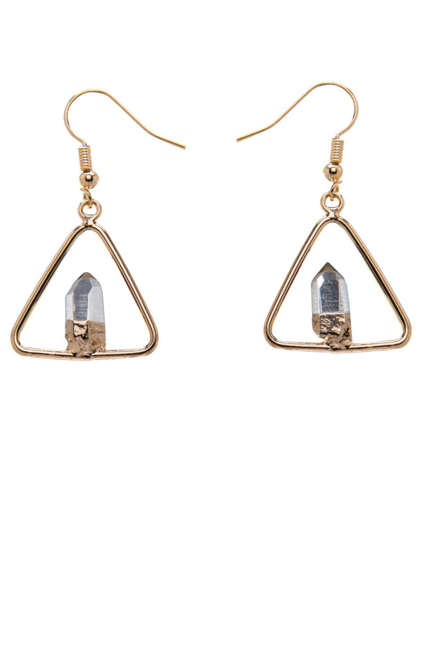 METAL TRIANGLE CRYSTAL POINT FIXED EARRING